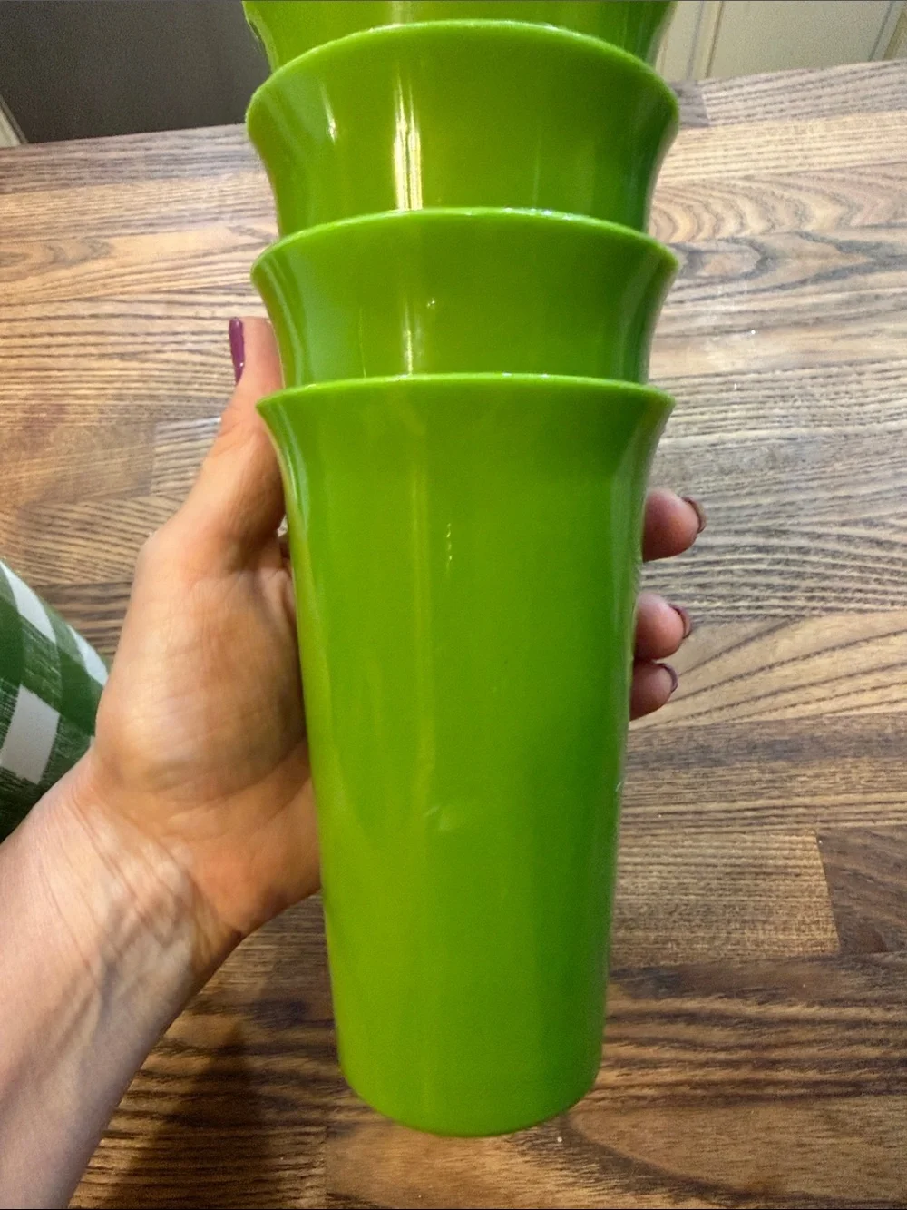 Sears White Pitcher & Green Check with Tumbler Set